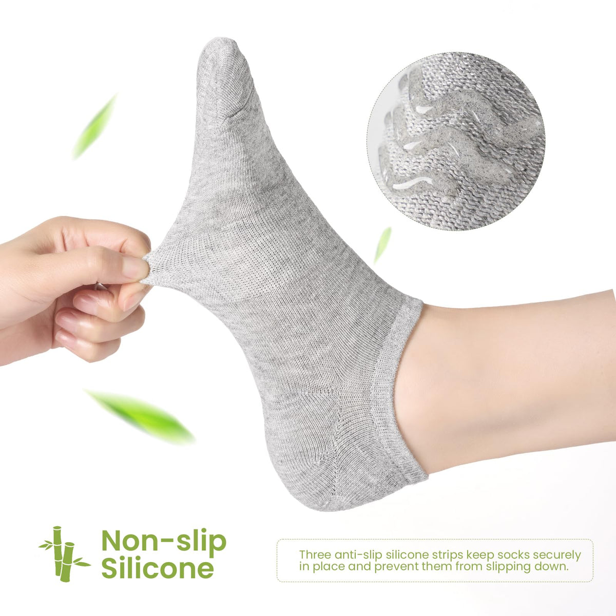 Niofind Bamboo Trainer Socks for Womens & Mens, 6 Pairs, Non Slip No Show