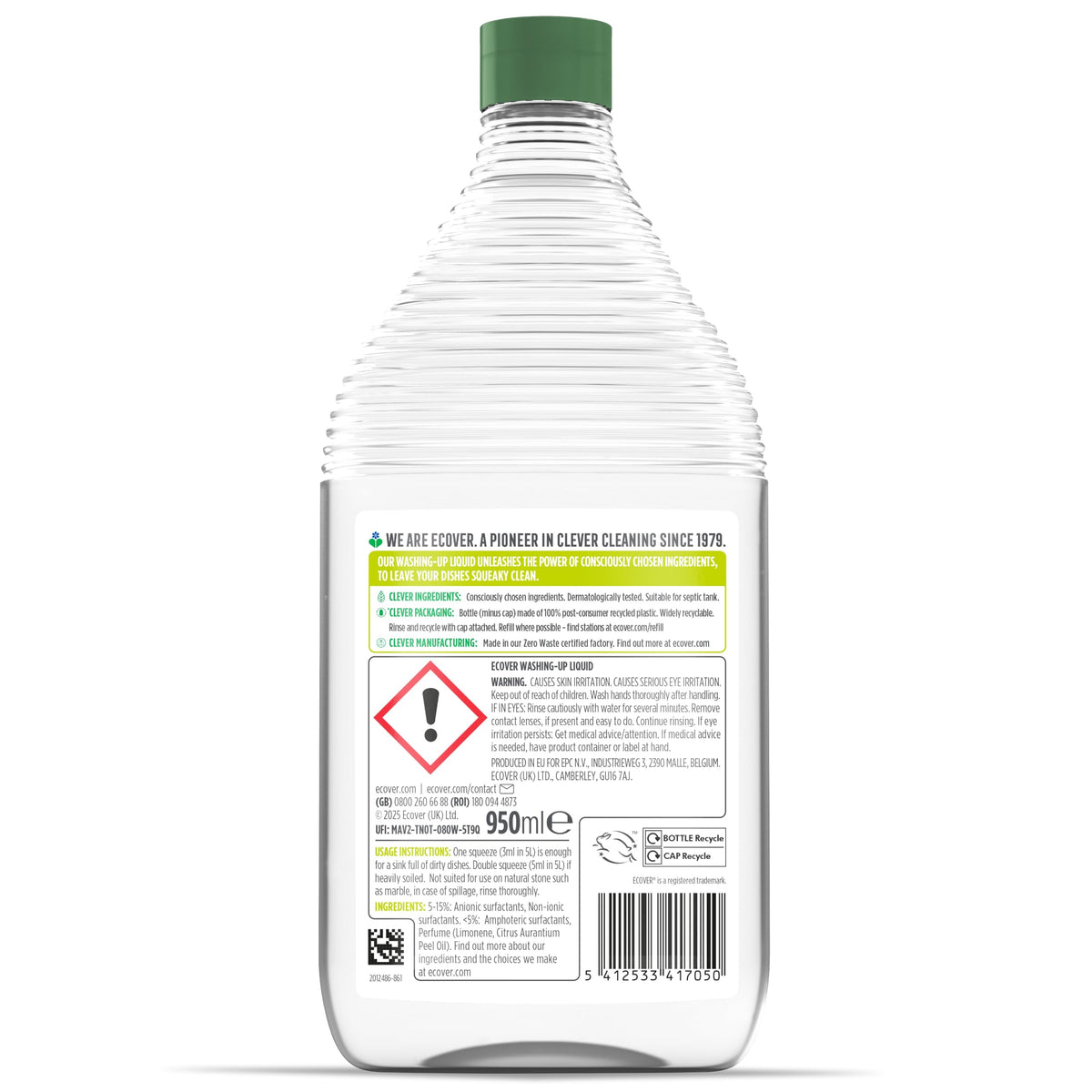 Ecover | Washing Up Liquid Zero | 6 x 450ml