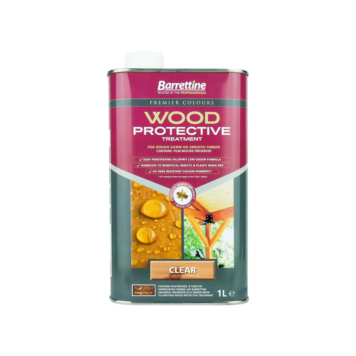 Barrettine Wood Protective Treatment (Clear, 5L) - Ideal Treatment for Outdoor Treated Timber Structures. Wood Protector Oil with Water Repellent Qualities. UV & Fade Resistant.