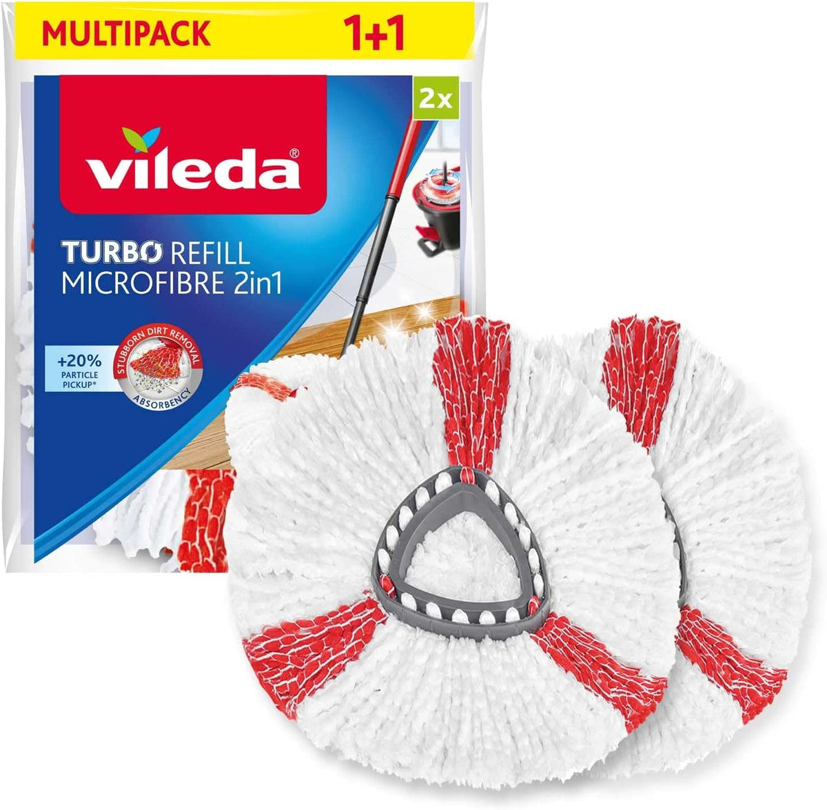 Vileda Turbo 2in1 Spin Mop & Bucket Set with Foot Pedal and Extra Refill