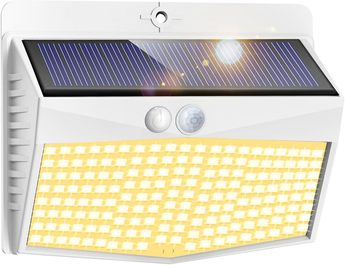 Peasur Solar Security Light Outdoor Motion Sensor, 168 LED Waterproof Solar Wall Light with 3 Modes, PIR Outdoor Sensor Light for Fence, Front Door, Garden, Garage, 1 Pack