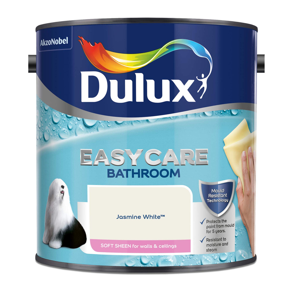 Dulux 5275836 Easycare Bathroom Soft Sheen Emulsion Paint For Walls And Ceilings - Mossy Stone 2.5L