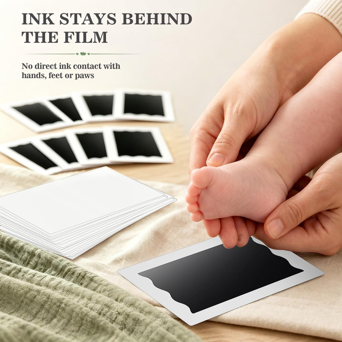 Nabance Baby Hand and Footprint Kit, 3 Inkless Print Pads, 6 Imprint Cards