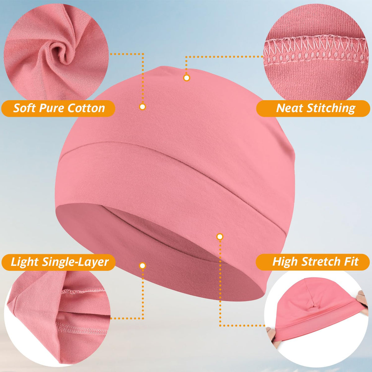 EINSKEY 100% Cotton Skull Caps for Men, Multipurpose Daily Wear Beanie Hat