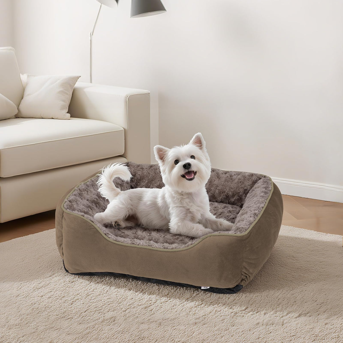 JOEJOY Dog Bed Medium - Washable Rectangle Dog Beds, Anti-Anxiety, Soft Plush Non-Slip Bottom Pet Bed - Small | Medium | Large Size Mattress Mat, Grey
