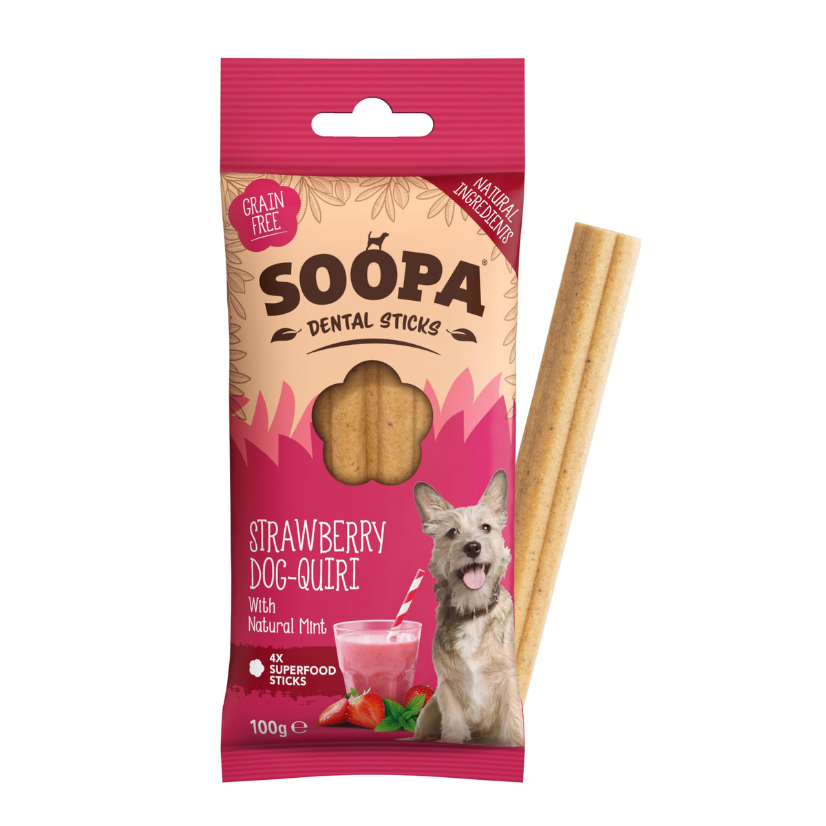Soopa Carrot & Pumpkin Dog Dental Sticks, Chews to Clean Teeth, 100 g, 1-Pk