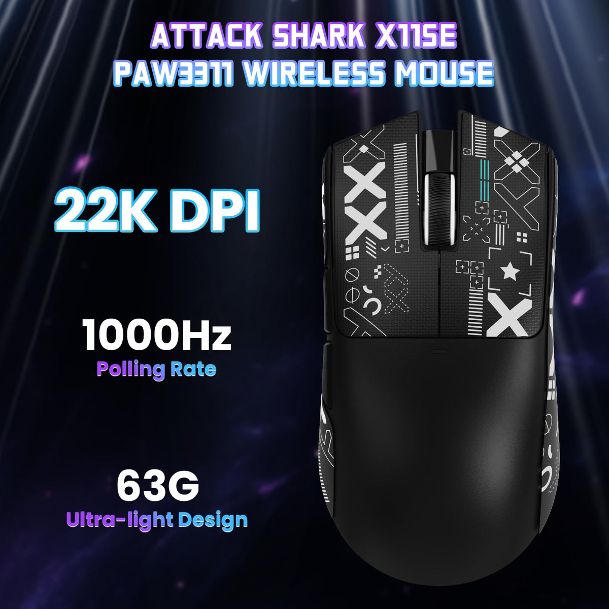 ATTACK SHARK X11SE Wireless Gaming Mouse, 63g Superlight With PixArt PAW3311 Sensor, 22000 DPI, Tri-Mode BT/2.4Ghz/Wired, 1000Hz Polling rate, 300mAh Battery, Dual Driver, for PC/PS/Mac (Berry Red)