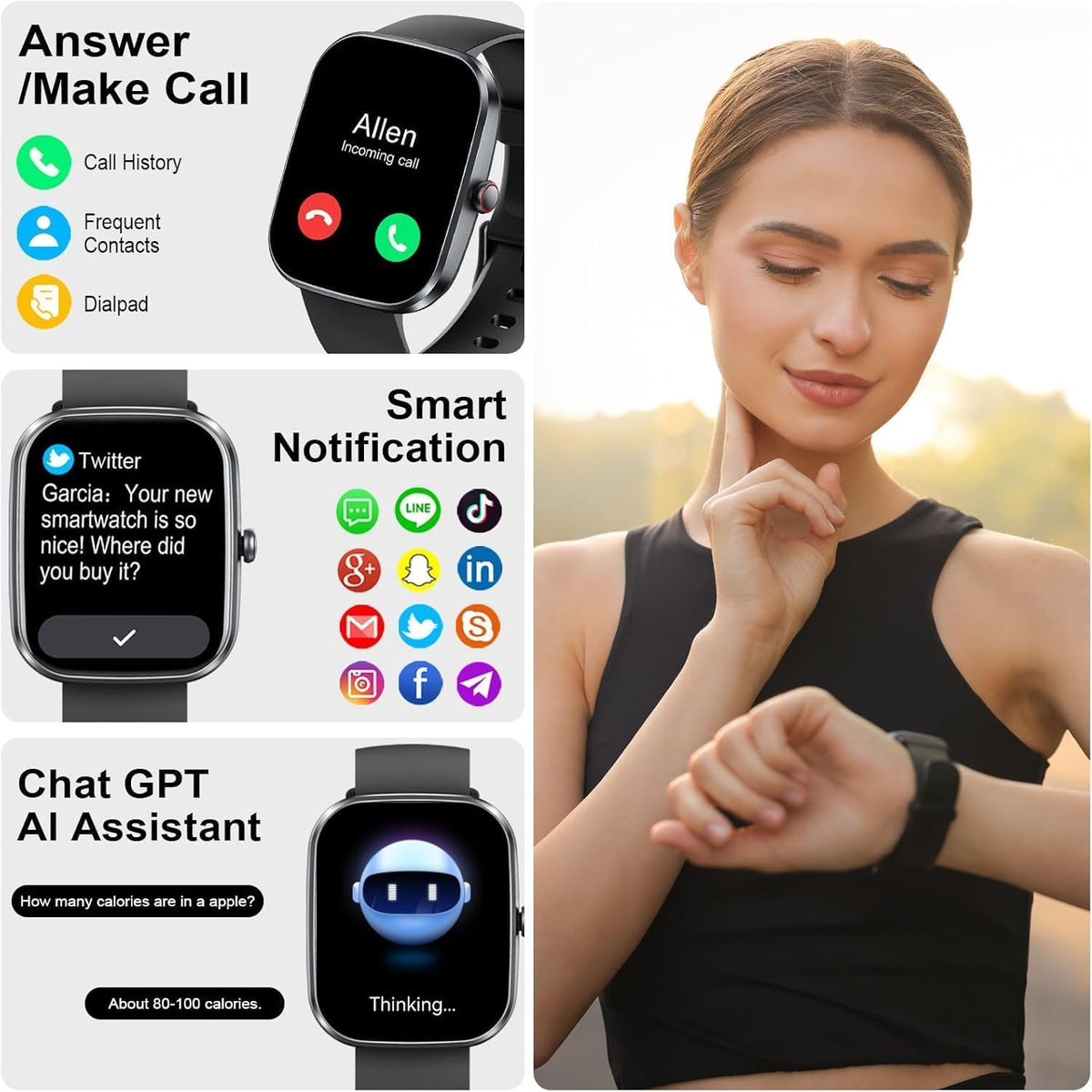Motast Smart Watch, Fitness Tracker 1.69'' HD for Men Women, Step Counter