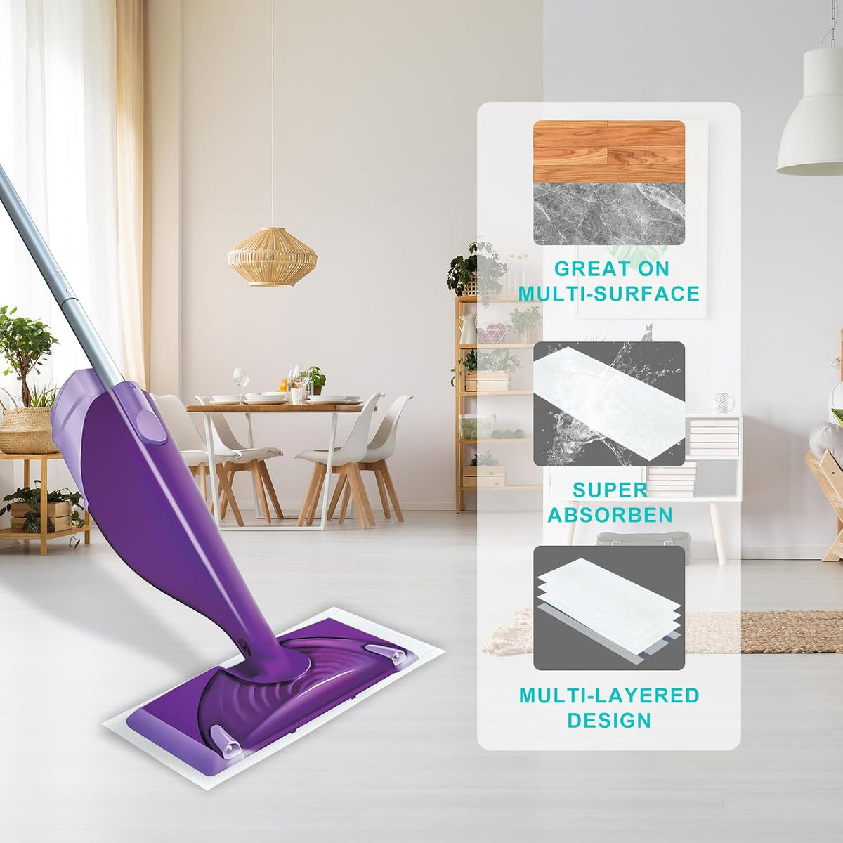 30 Pads Power Mop Refills for Flash Power Mop,Multi-Surface Mop Refill Pads