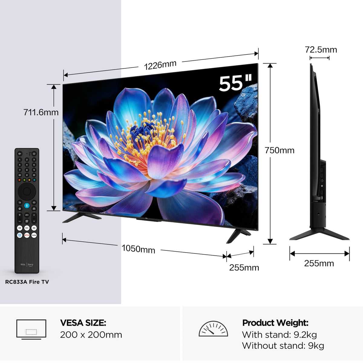 TCL 50V6D-UK 50 Inch 4K HDR, Fire TV, HDR10+, Dolby Atmos, DTS:X, Game Master, Motion Clarity, AirPlay 2, Press & Ask Alexa (2026 New Model)