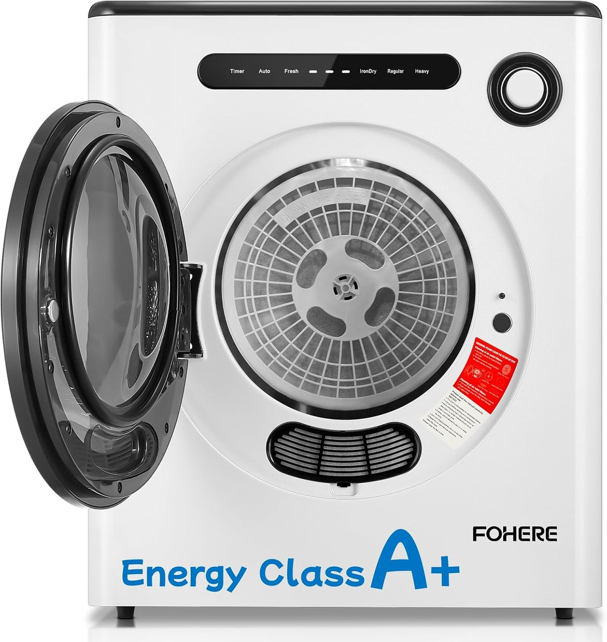 4KG Vented Tumble Dryer, 1200W Compact Smart Dryer, 6 Drying Modes, Double Temperature Control Protection, with Child Lock and Timer, with Child Lock, Crease Guard, for Apt, Home, Dorm, RVs, White