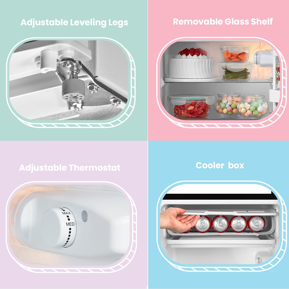 COMFEE' 80L Under Counter Fridge with 4-Star Ice Box, RCD80WH3UK(E)