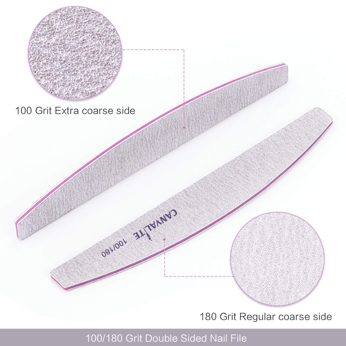 Professional Nail Files Double Sided Emery Board Nail Styling Tools Pet Grooming Tools for Home and Salon Use (Half Moon 180/240, 12pcs)
