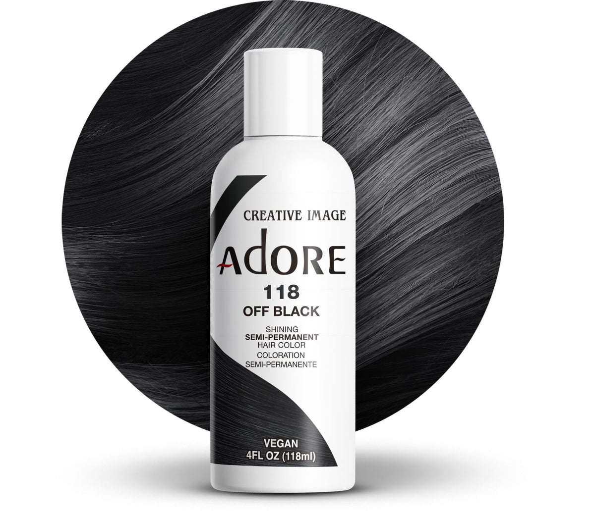 Adore Shining Semi Permanent Hair Colour 121 Jet Black – Vibrant Black Hair Dye, Vegan & Cruelty-Free, Ammonia, Peroxide & Alcohol Free