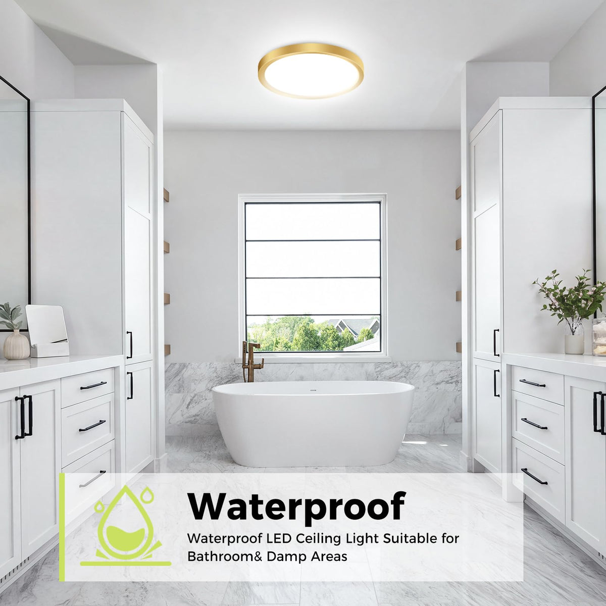 hepside 2 Pack Bathroom Ceiling Light 30cm, 3000K/3500K/4000K/5000K/6500K 5CCT LED Ceiling Lights, 24W, Modern, Waterproof, Round Flush Mount for Bathroom, Kitchen, Bedroom, Hallway