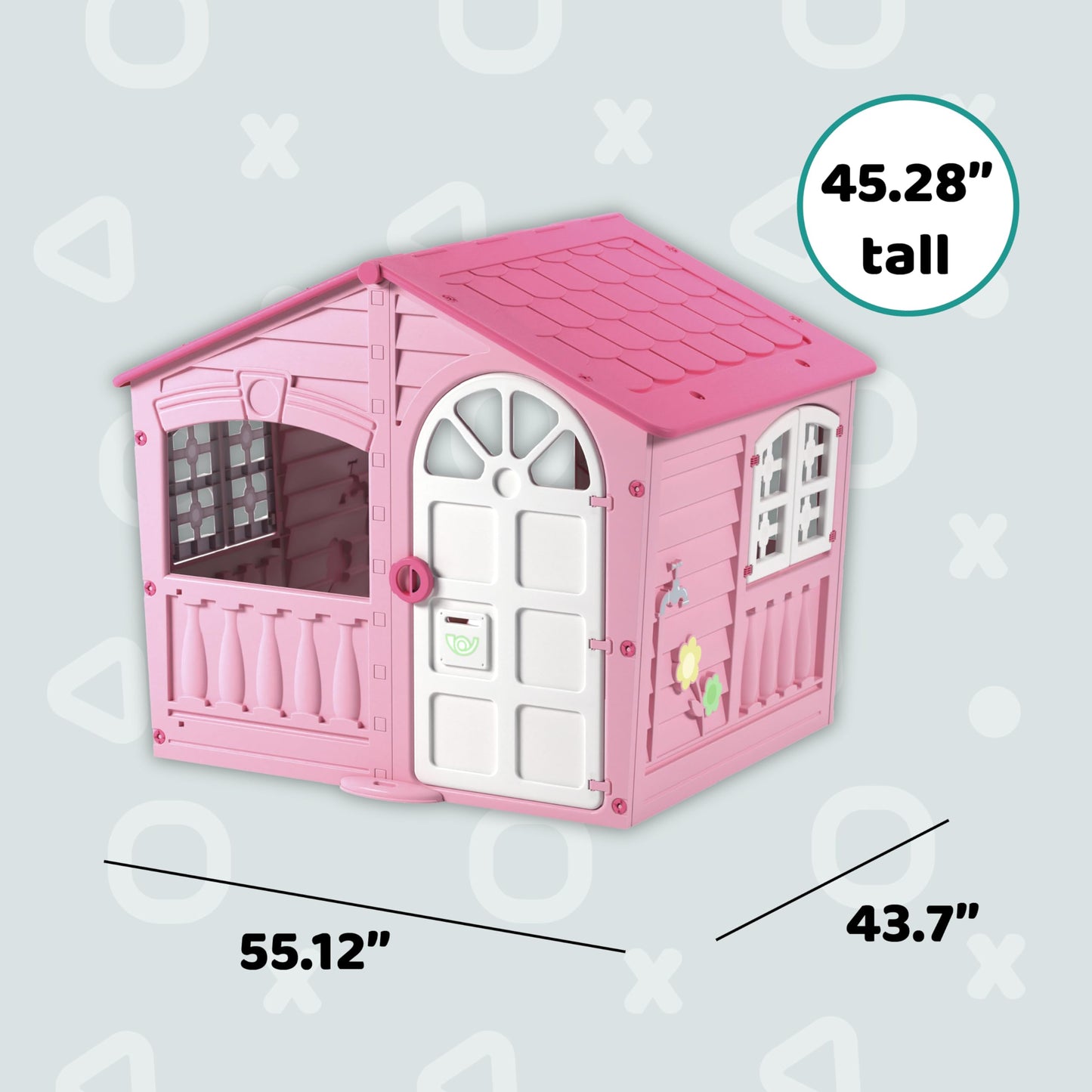 House of Fun Playhouse for Kids - Indoor and Outdoor - Work Door and Windows - Pink and White Candy Yarn - Children Ages 2+