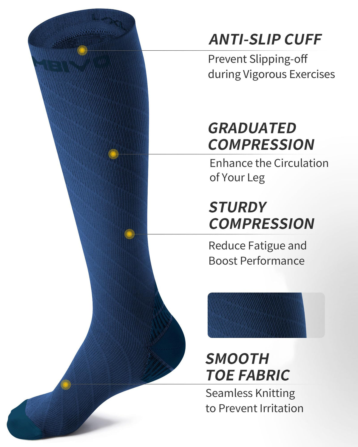 CAMBIVO Compression Socks for Women & Men 2 Pairs, Travel Flight Socks