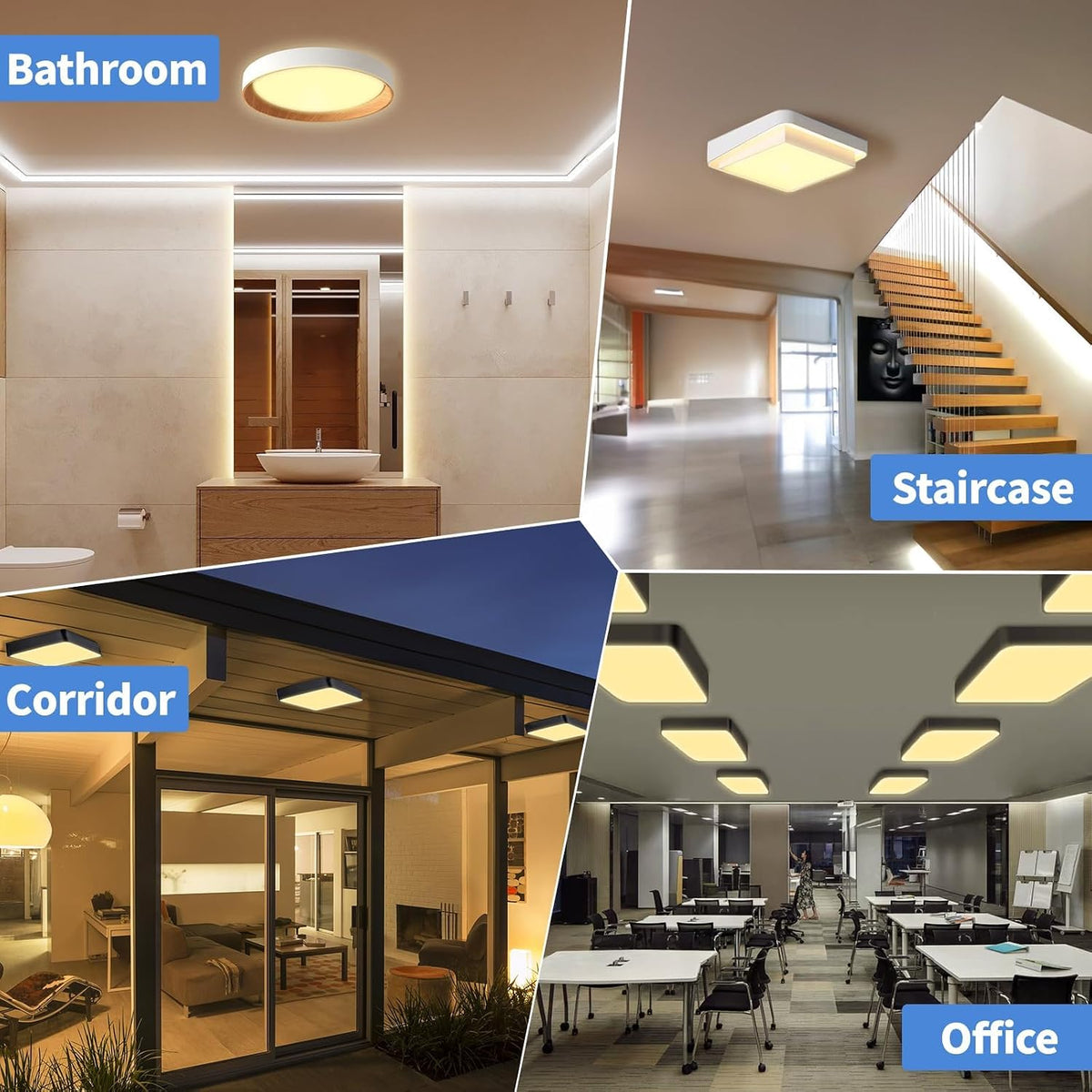 4-PIN 16W(Size: 13.3cm*13.3cm) GR10Q Compact Fluorescent Lamp Non-Dimmable Warm White 3500K, 4PIN (Not 2Pin) Recessed Ceiling Light, CFL Light Bulb, Low Energy Light Bulb, Suitable for Indoor Corrido