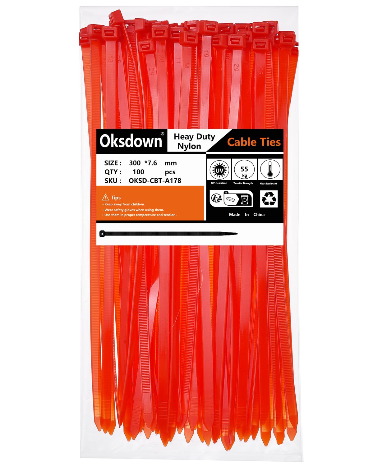 100 Pack Yellow Plastic Cable Ties 300mm×3.6mm Heavy Duty Strong Nylon Premium Self Locking 12 inch/30 cm Long Zip Tie Wraps