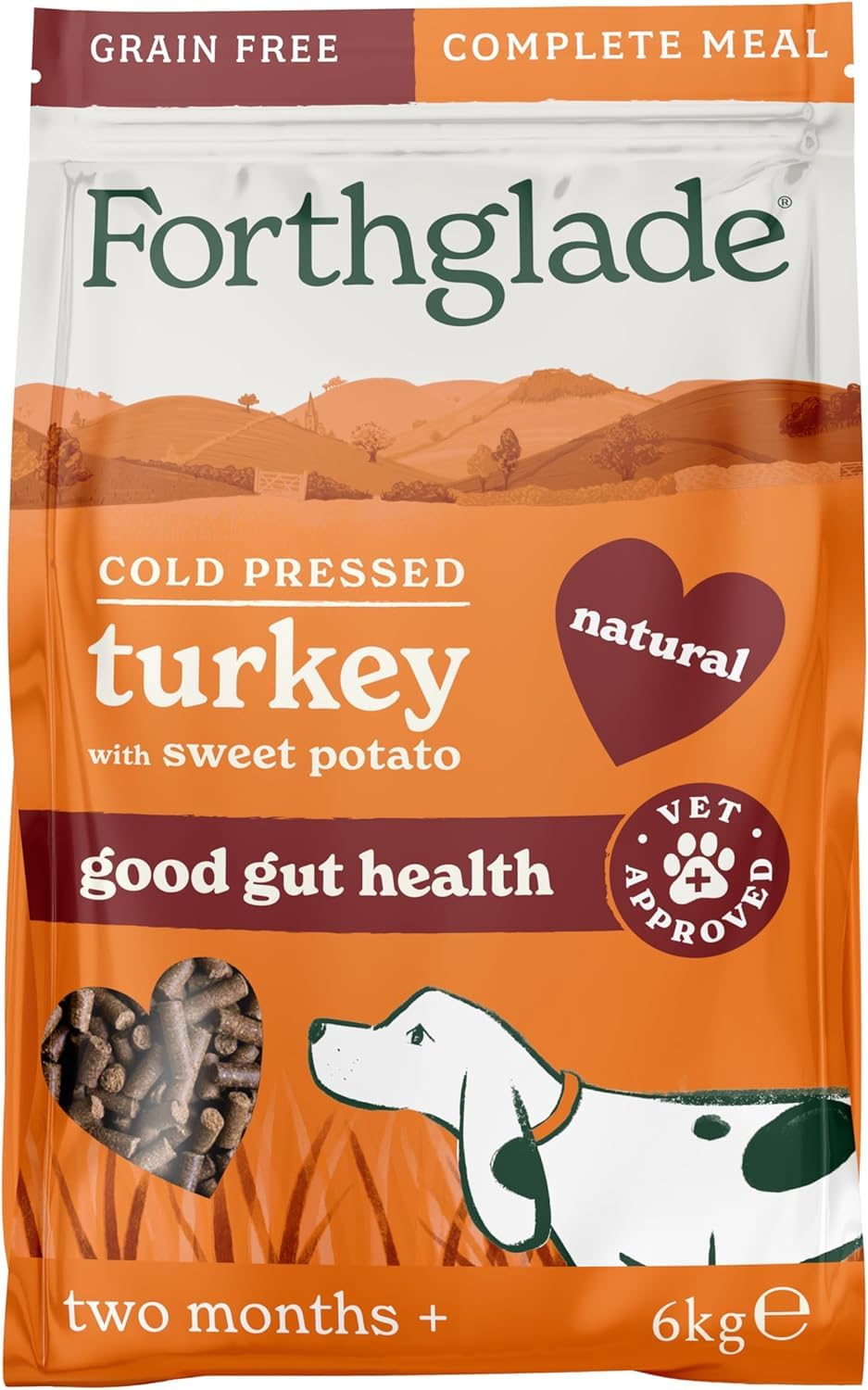 Forthglade Dry Dog Food, Cold Pressed (6kg), Hypoallergenic and Grain Free Dog Food, Salmon & Vegetables, Natural Senior, Adult and Puppy Meal Vet, Approved For Good Gut Health