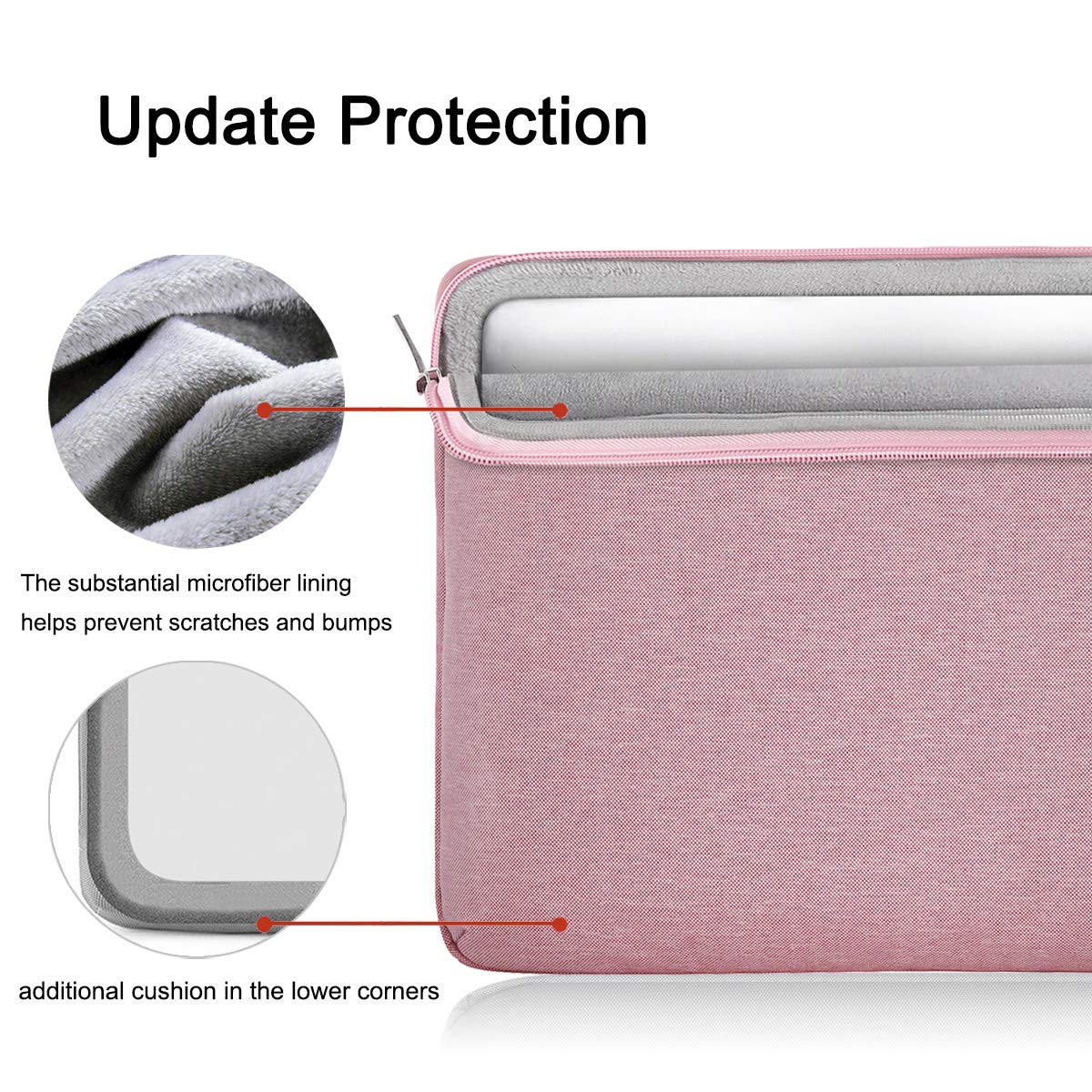Voova 360° Protective Laptop Sleeve Case 11 11.6 12 inch, Waterproof Computer Cover Bag Compatible with Surface Pro 7 8/Laptop Go 2 3, MacBook Air 11, Chromebook, 12.5" Asus Acer Hp Tablet,Pink