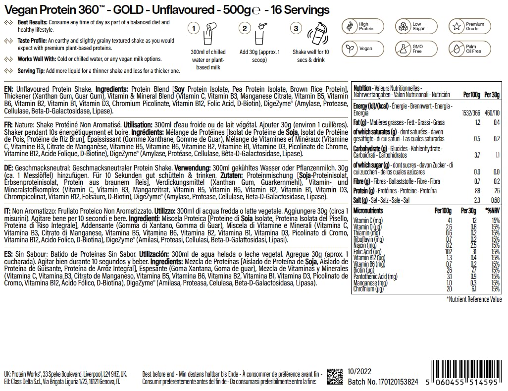 Protein Works | Vegan Protein 360 - Gold, Chocolate Bueno, 1kg