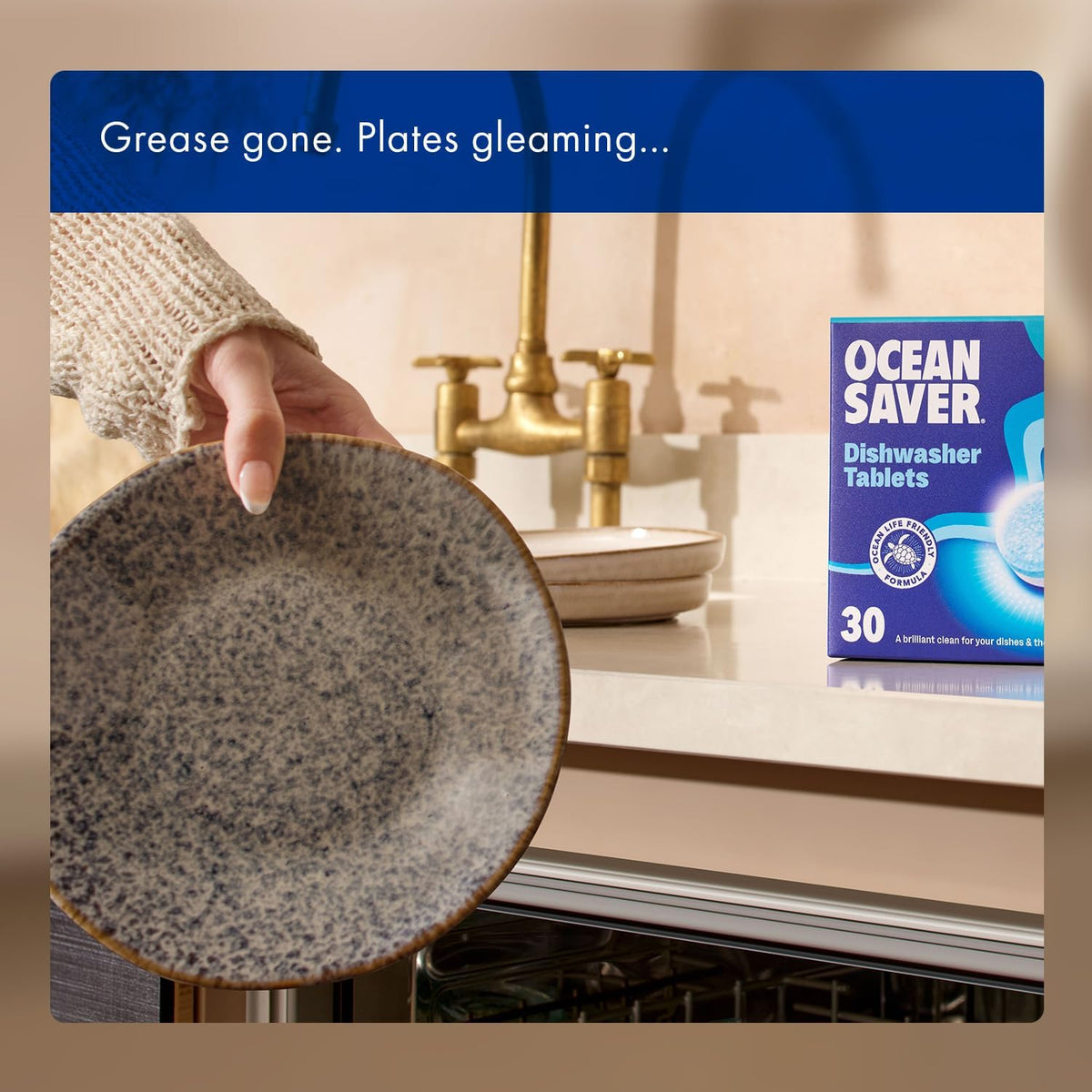 OceanSaver Eco-Friendly Dishwasher Tablets, Pack of 30 | 3-in-1