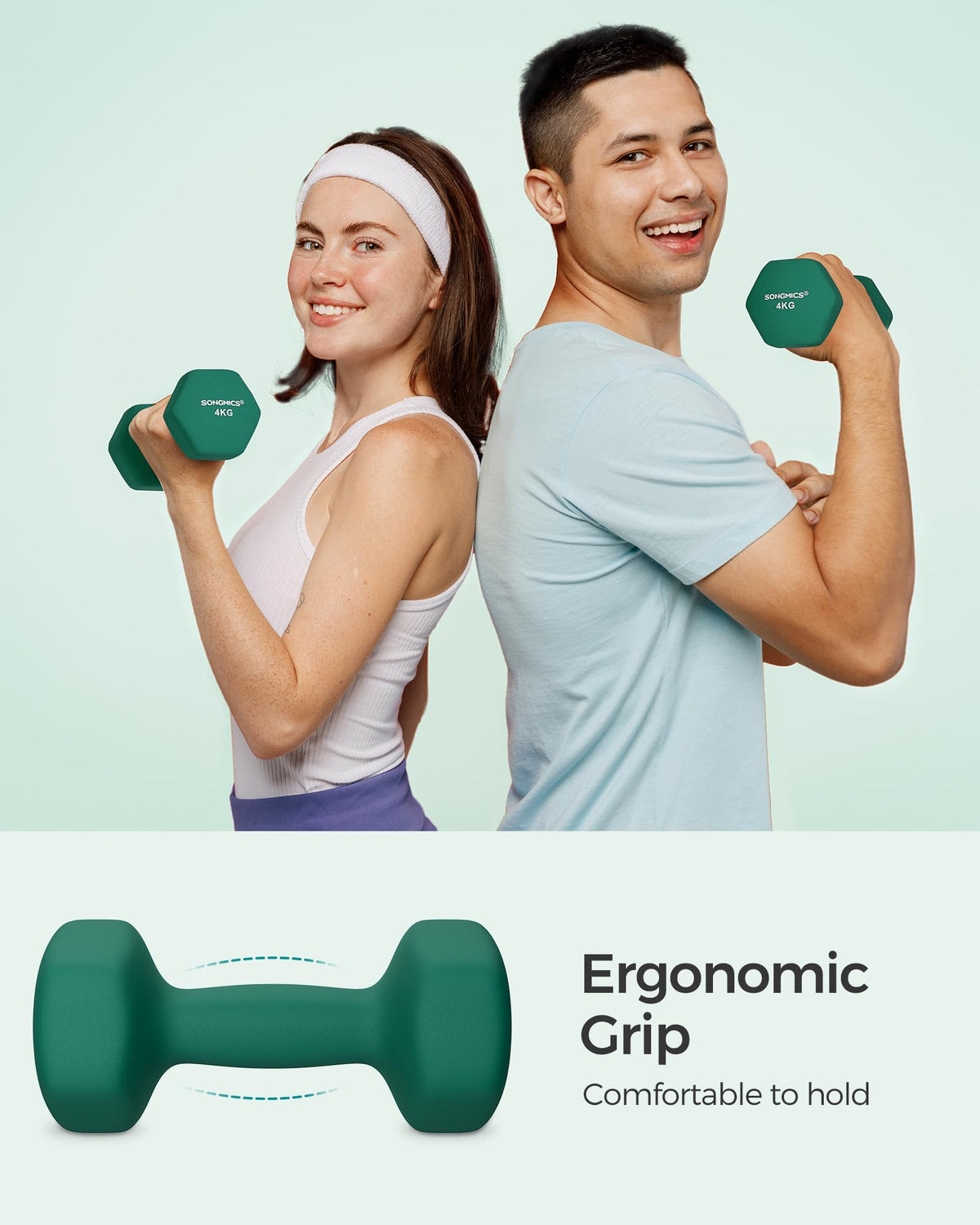 SONGMICS Set of 2 Hex Dumbbells with Neoprene Coating for Strength Training, Fitness, Home Workout