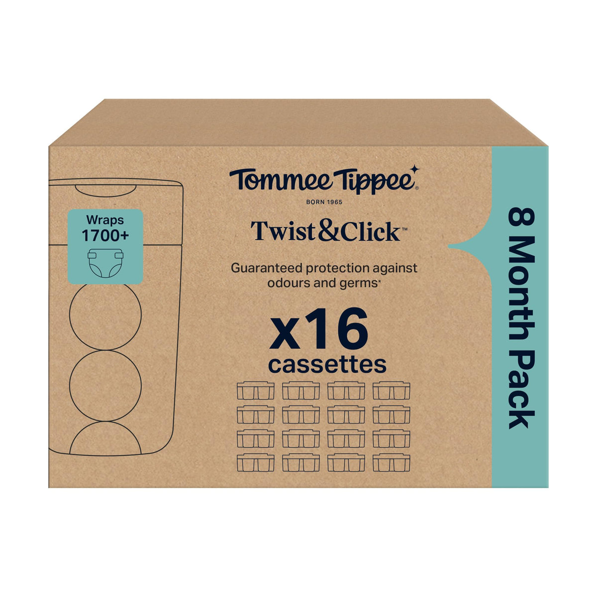 Tommee Tippee Twist & Click Nappy Bin Refill Cassettes Pack of 4