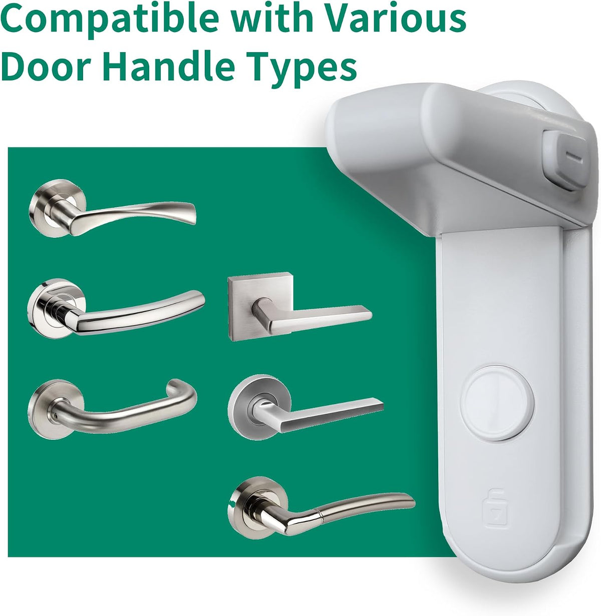 Moonybaby 2 Pack Door Lever Safety Lock, Door Locks for Children, Child Door Handle Lock, Baby Proofing Door Lock Without Drilling, Strong Adhesive, Easy to Install, No Tools Required (White)