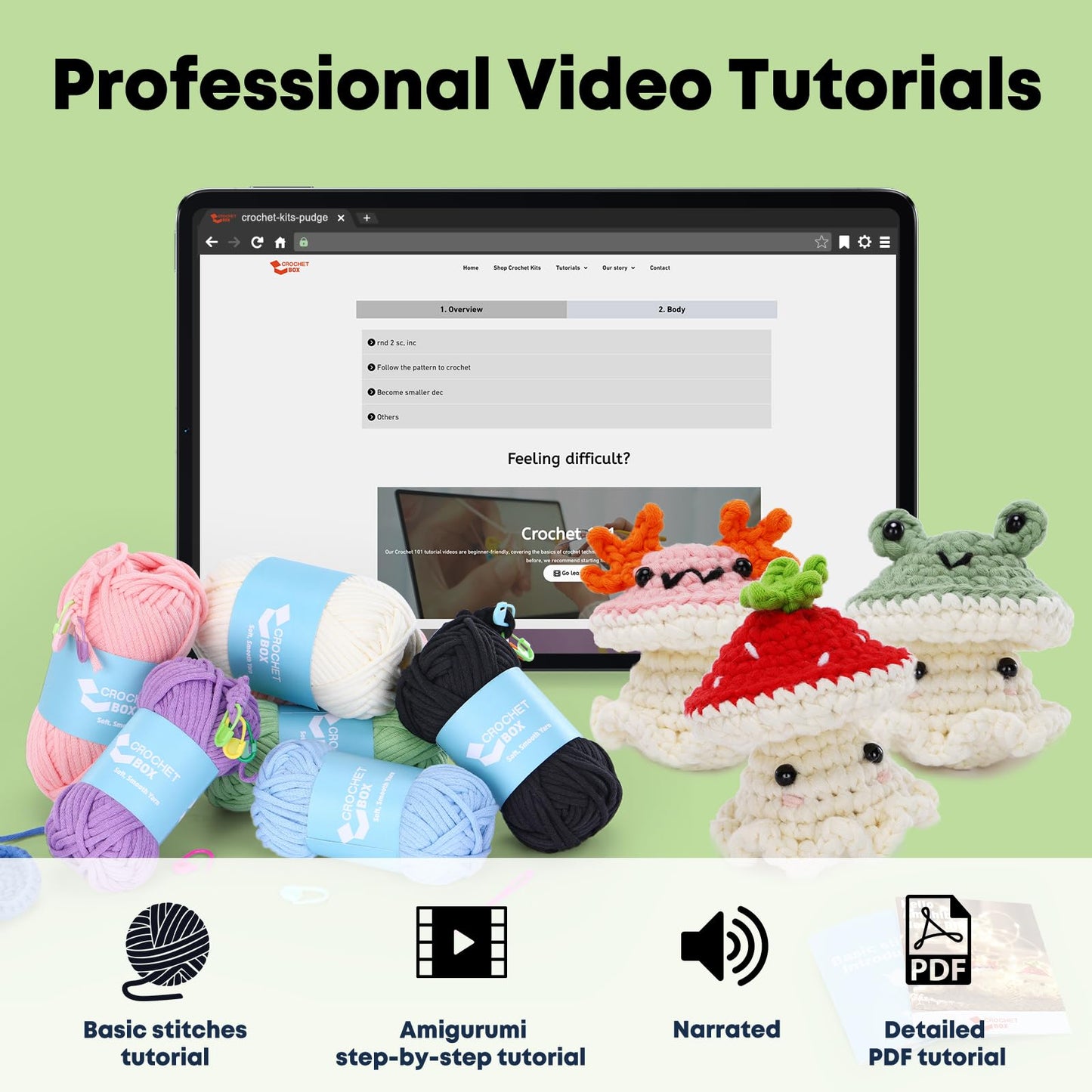 CROCHET BOX Complete Crochet Kit for Beginners - Highland Cow Crochet Kit, Include Video Tutorial, Instruction, Soft Yarn, Birthday Gift for Adults.