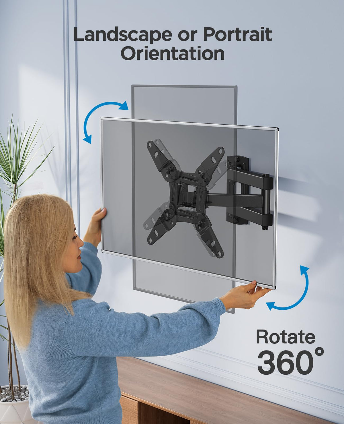 PERLESMITH TV Wall bracket for most 26-60 inch Plasma & Curved TV up to 35kg, Universal TV Bracket Wall Mount with Tilt Swivel Extension, Max VESA 400x400mm