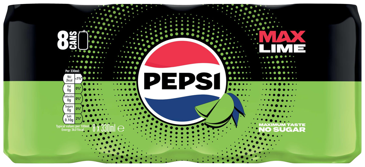 Pepsi Max Caffeine Free Cola | 330ml Can | 8 Pack