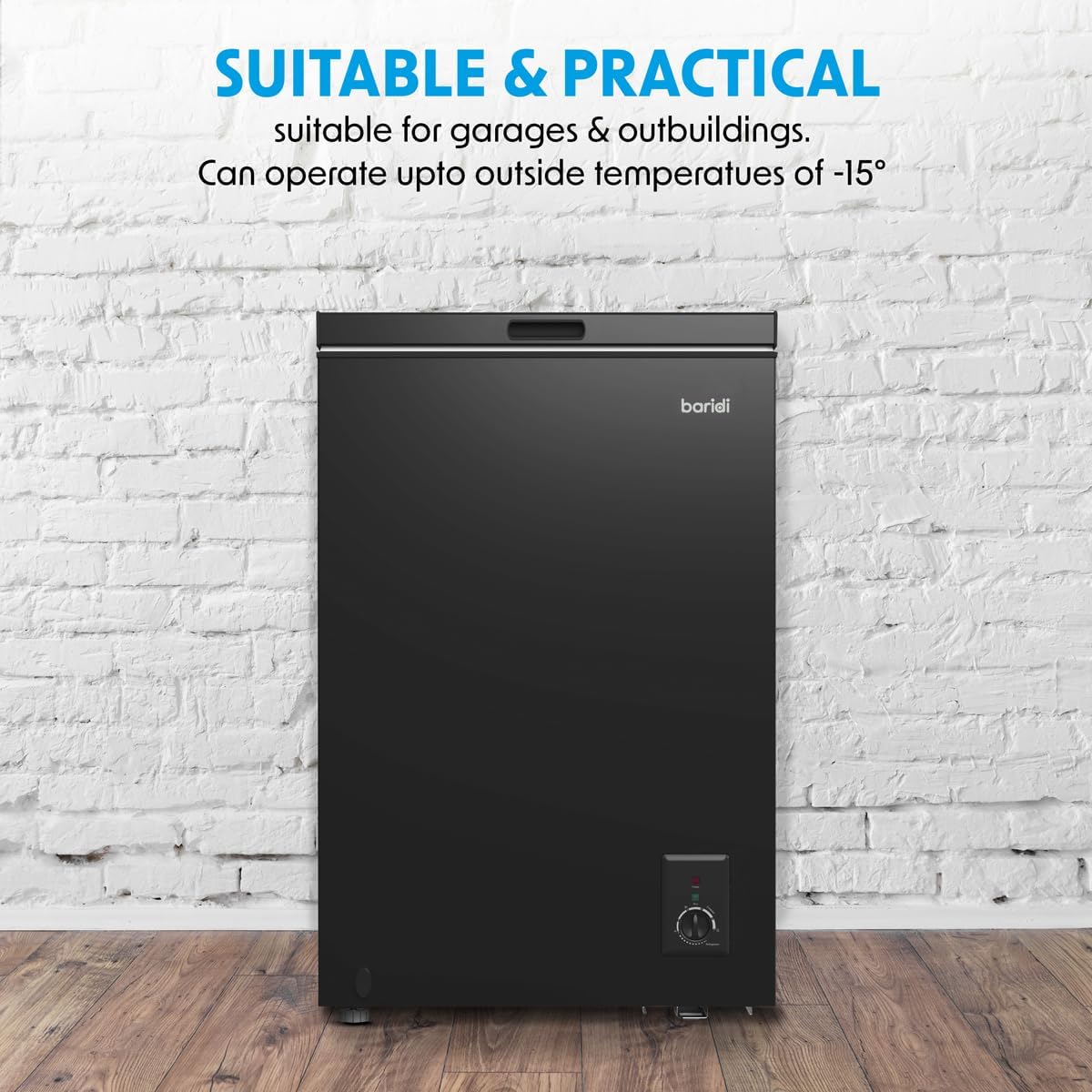Baridi 299L Freestanding Chest Freezer with Adjustable Thermostat, Black - DH261