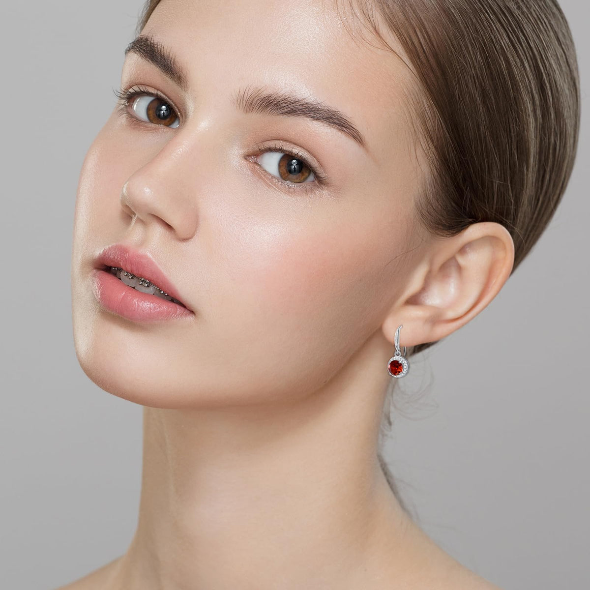 Birthstone Drop Earrings for Women, Silver Plated Dangle Earrings