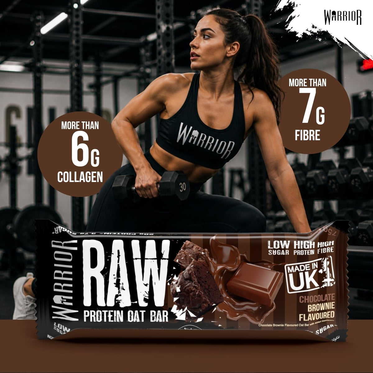 Warrior RAW Protein Bars 12 x 75g High Protein Oat Flapjack Snack