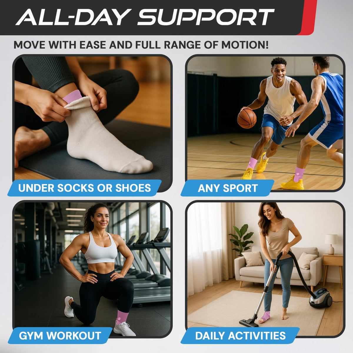Sleeve Stars Ankle Brace Men & Women Support (Single/L:12"-13"/Black)
