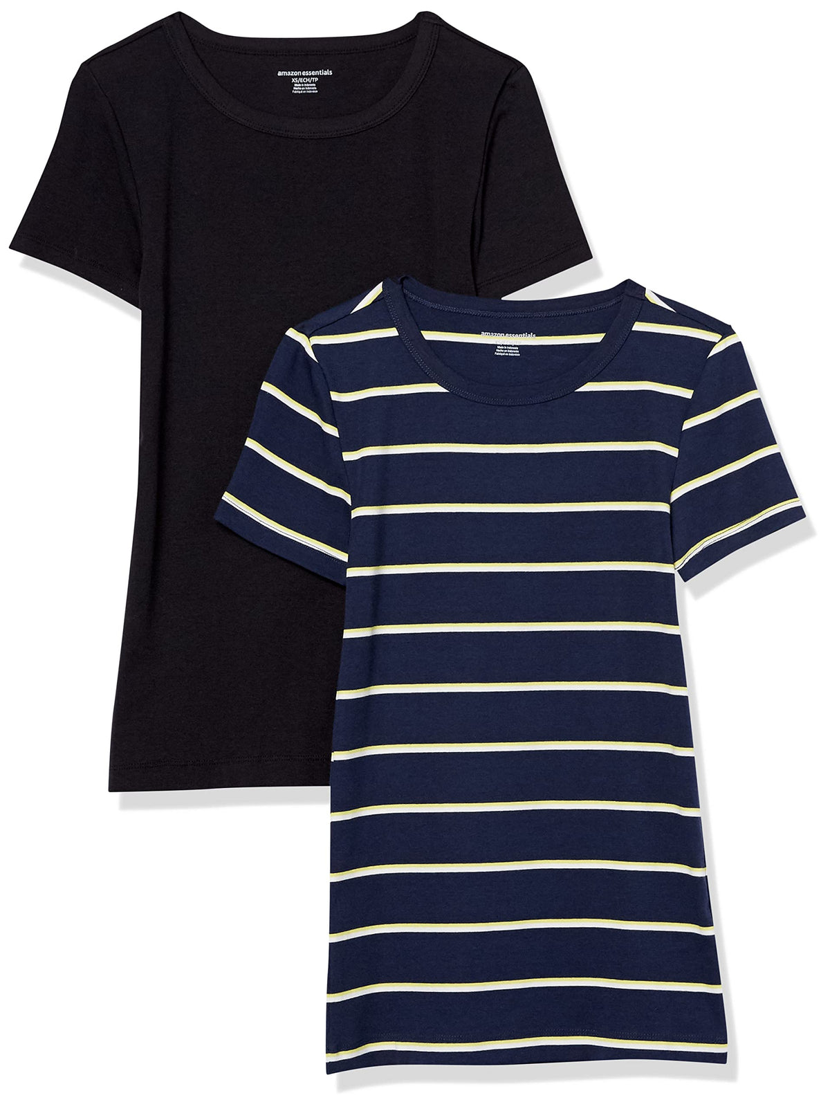 Amazon Essentials Women's Slim-Fit Short-Sleeve Crewneck T-Shirt, Pack of 2
