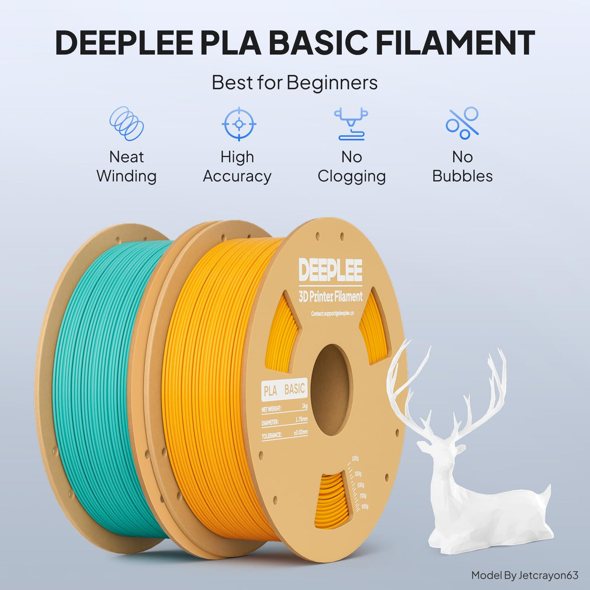 DEEPLEE PLA Filament 1.75mm, Basic 3D Filaments Beige 1kg