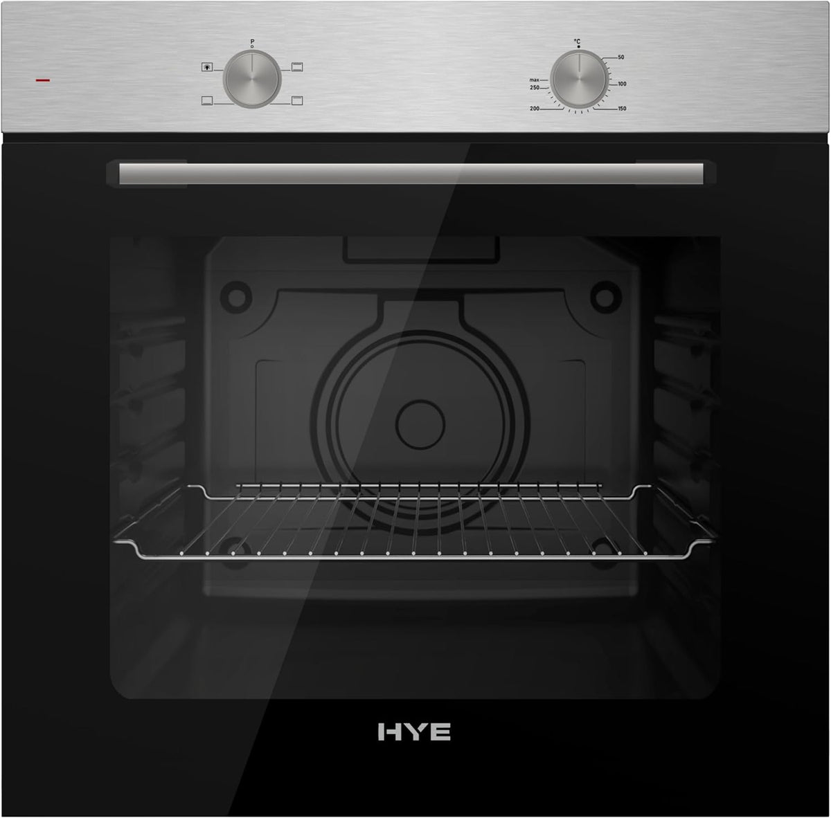60cm Built-In Electric Static Oven - Stainless Steel & Black Glass Door