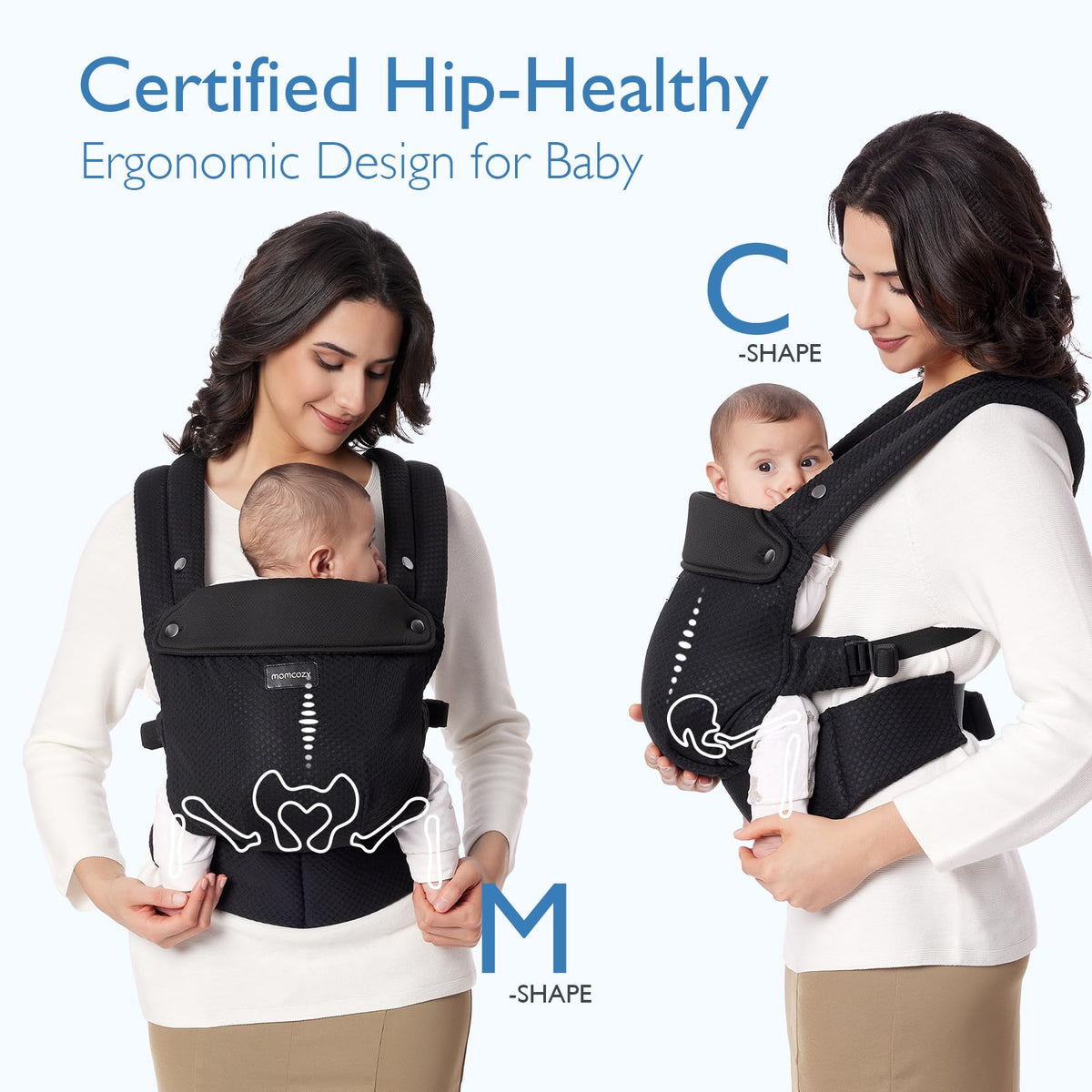 Momcozy Baby Carrier for 3-24M/3.2-20kg, Waist 64-127cm, Cotton Khaki