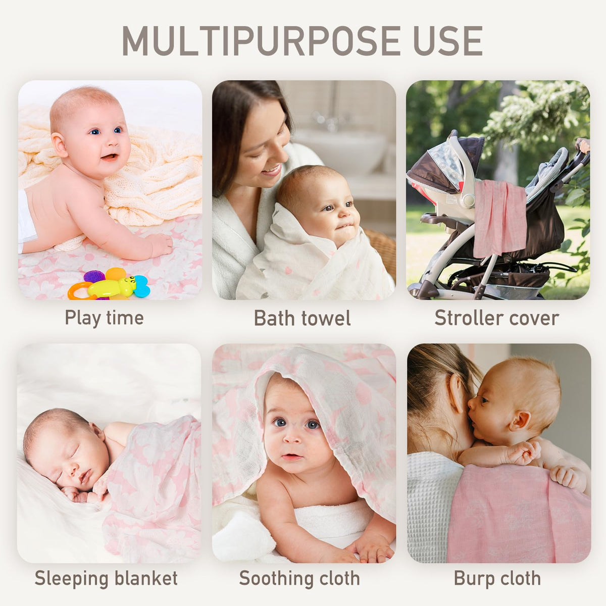 GLLQUEN BABY Muslin Squares Cloth for Baby 6pack 70cm x 70cm