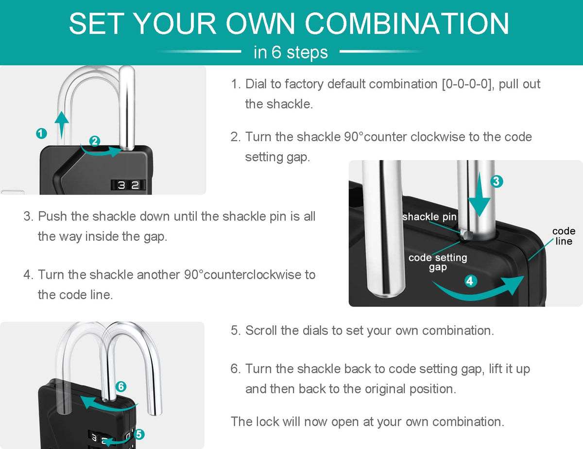 ZHEGE Combination Padlock, 4 Digit Coded Padlock (Sky Blue)