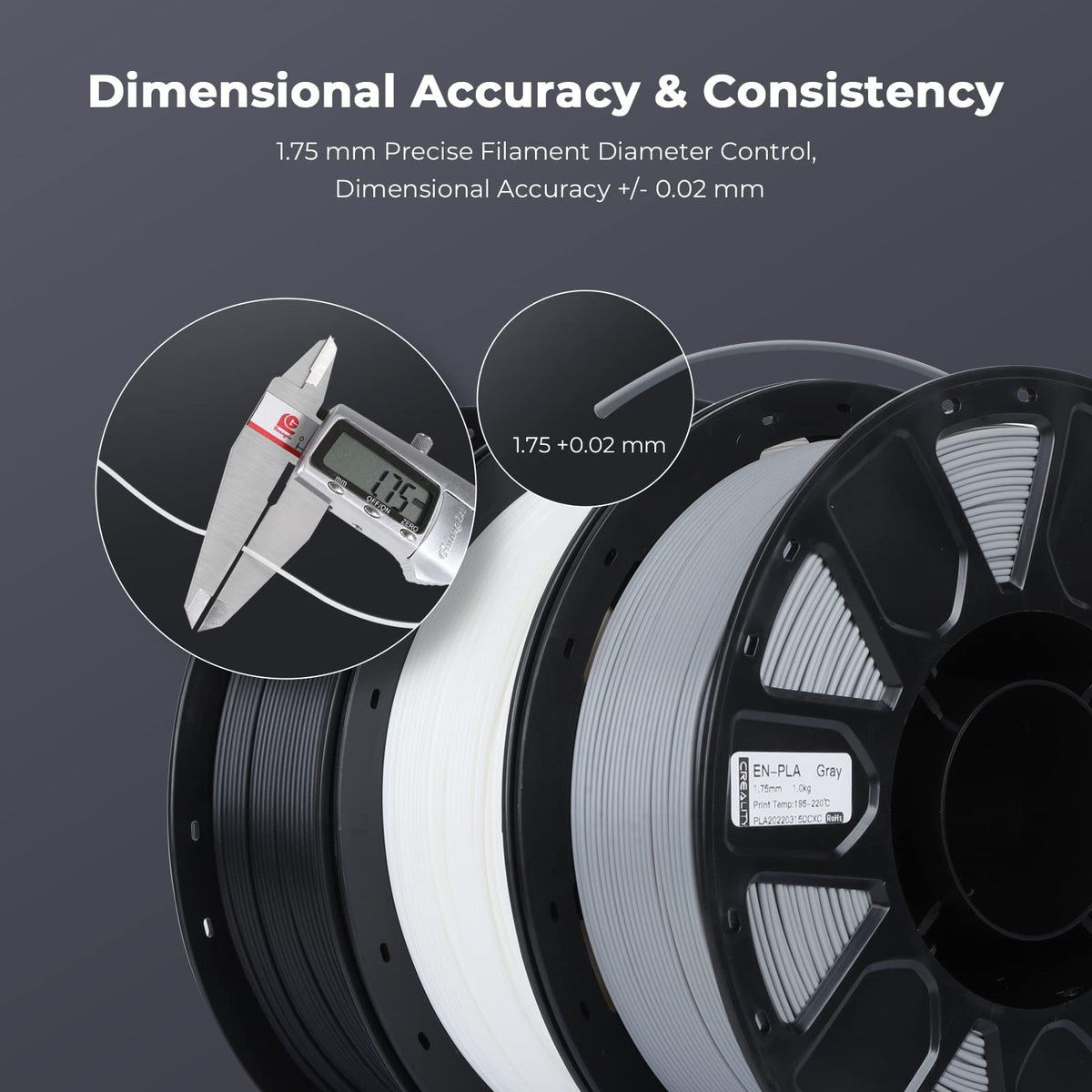 Creality Ender PLA 3D Printer Filament 1.75mm, 4 Packs 1KG Spool(2.2lbs), Dimensional Accuracy +/-0.03mm, No Clogging & Bubbles, Fits for Most FDM 3D Printers (White*4KG)