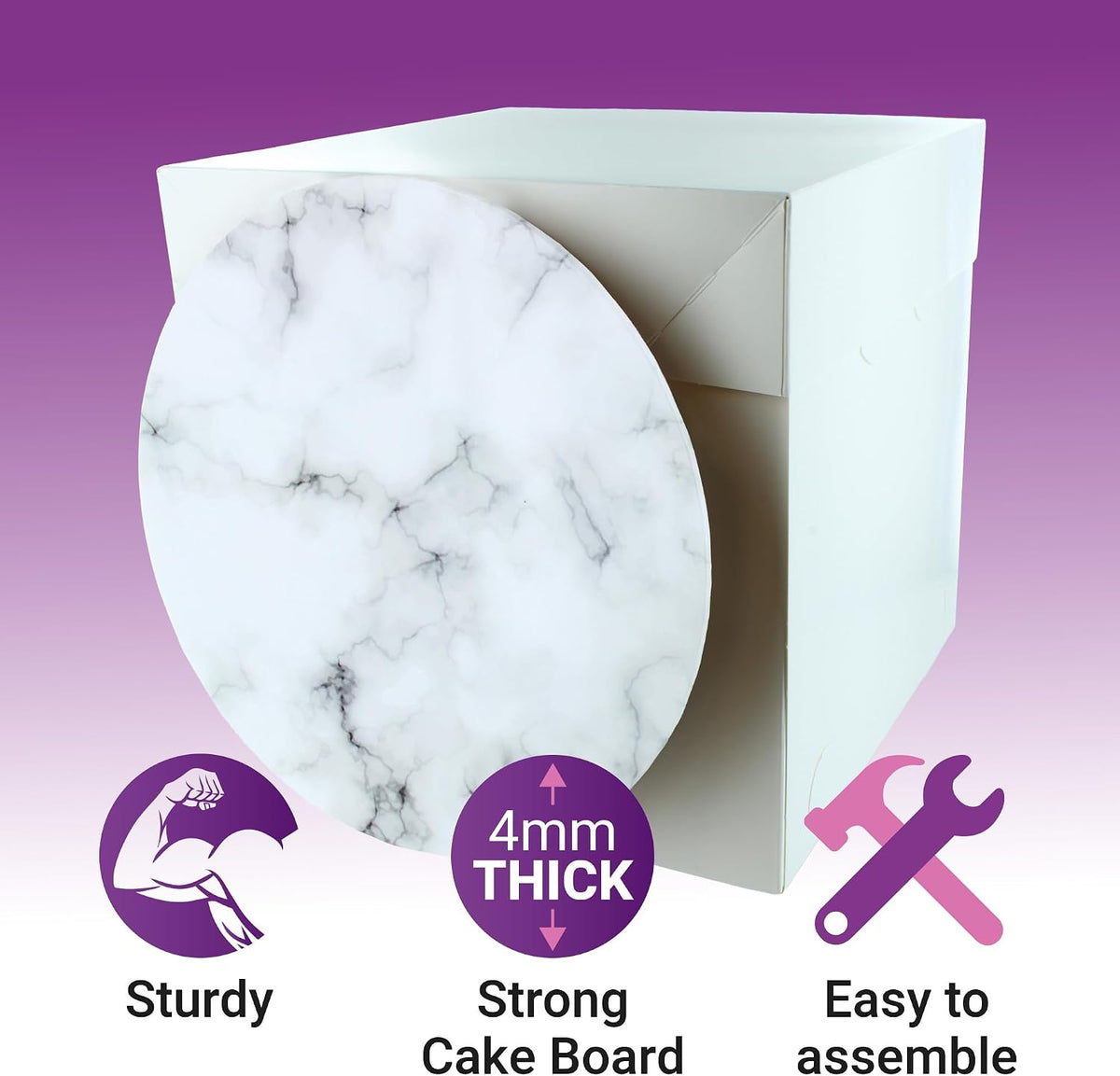 Culpitt 8" (20cm) Marble Print Masonite Board & Extra Tall Box Set