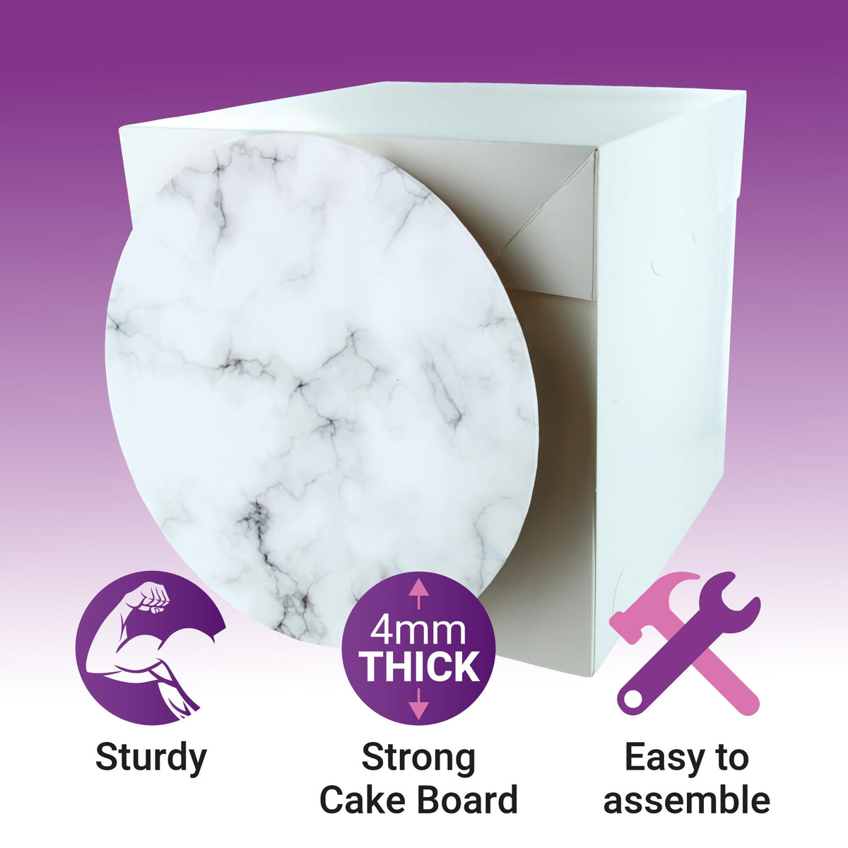 Culpitt 8" (20cm) Marble Print Masonite Board & Extra Tall Box Set