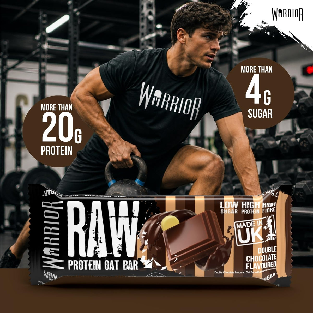 Warrior RAW Protein Bars 12 x 75g High Protein Oat Flapjack Snack