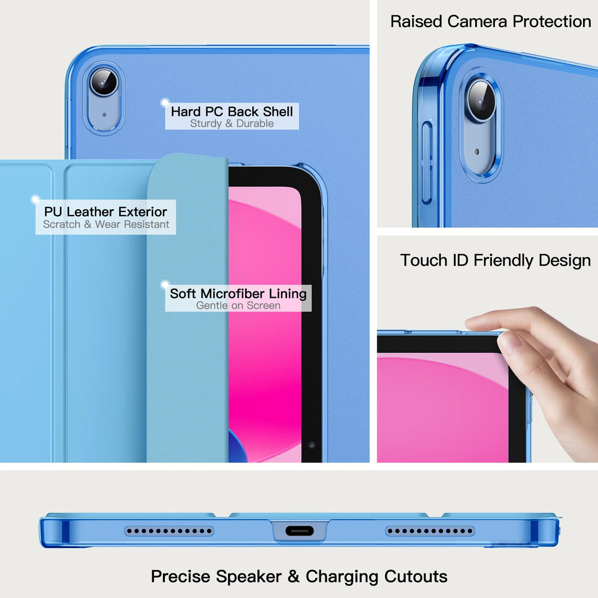 JETech Case for iPad (A16) 11th/10th Gen, Navy Blue
