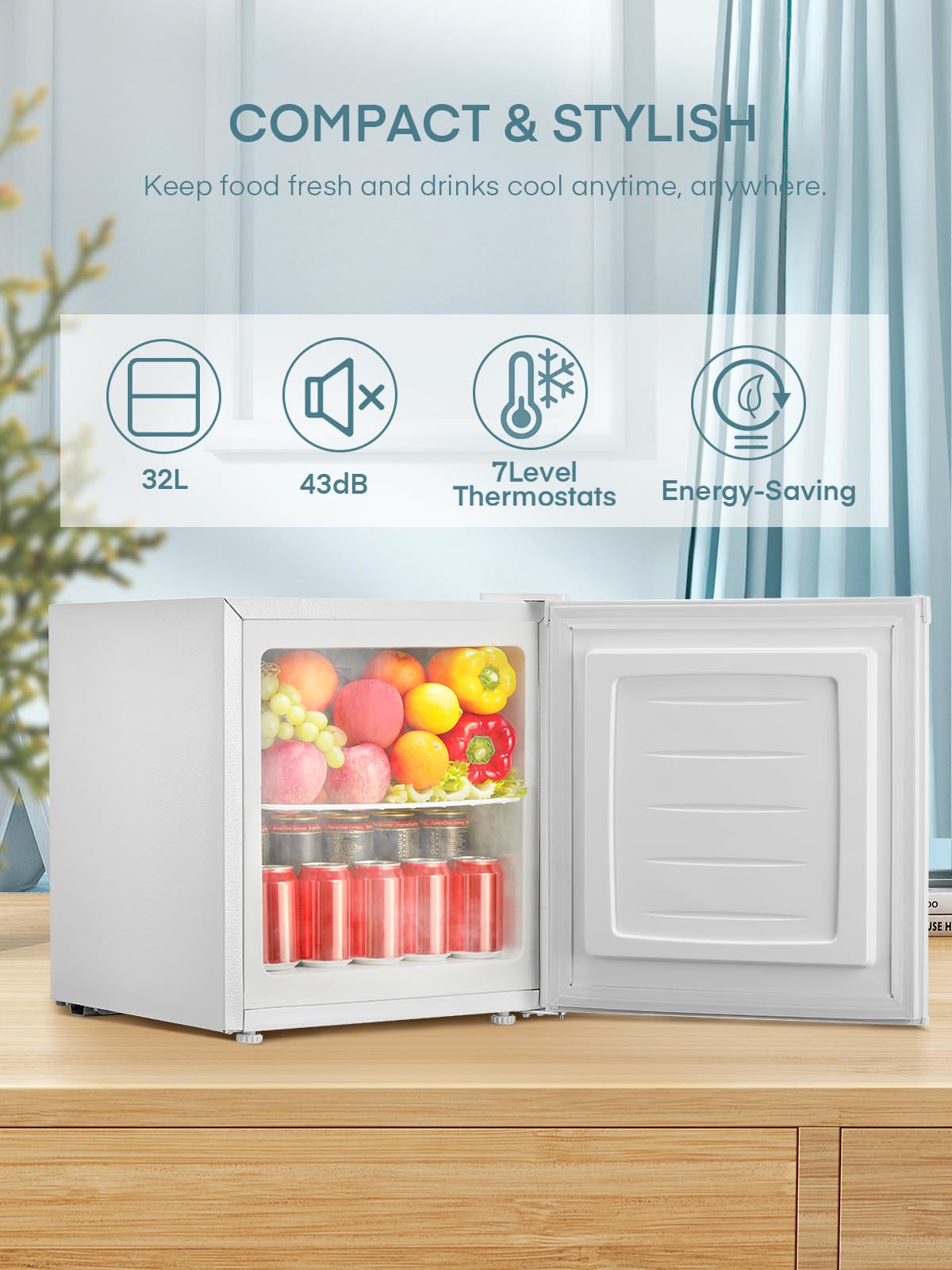 FOHERE Table Top Mini Freezer 32L for Office and Home,Black