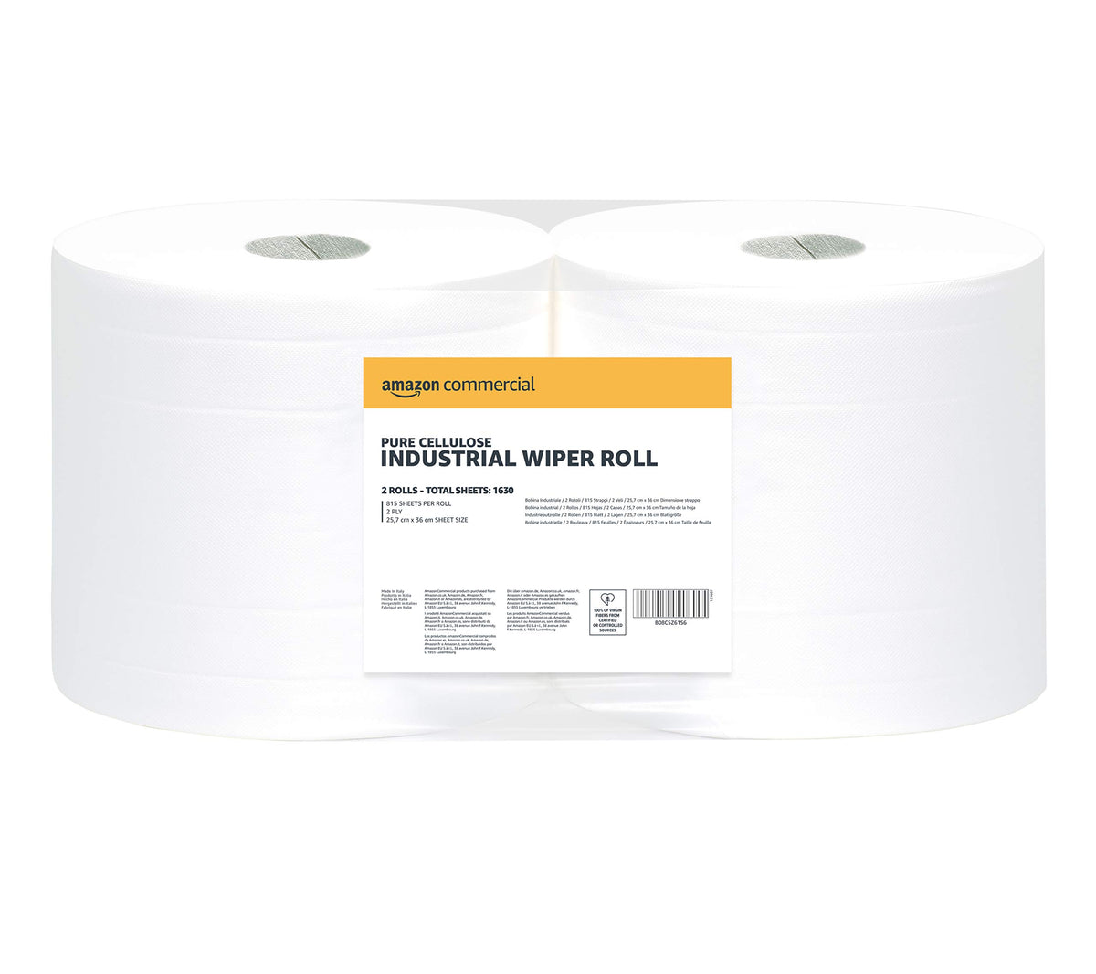 AmazonCommercial Standard Multipurpose Paper Towel, 2-ply Centrefeed, Blue Roll Recycled, 6 Rolls (1 Pack), 415 Sheets per Roll, Sheet Size: 16.5 x 29 cm
